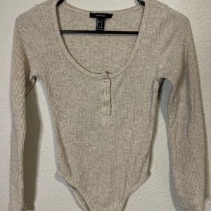 Grey Ribbed Bodysuit